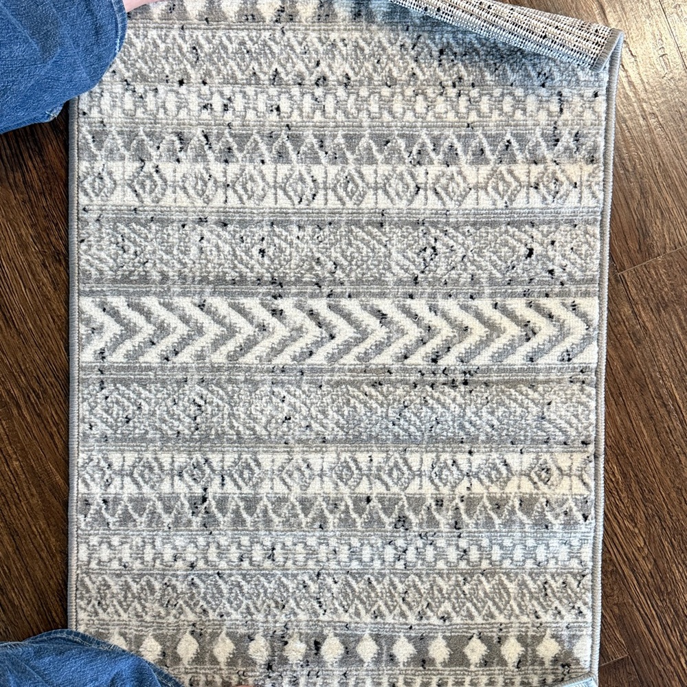 Gray and White Patterned Rug